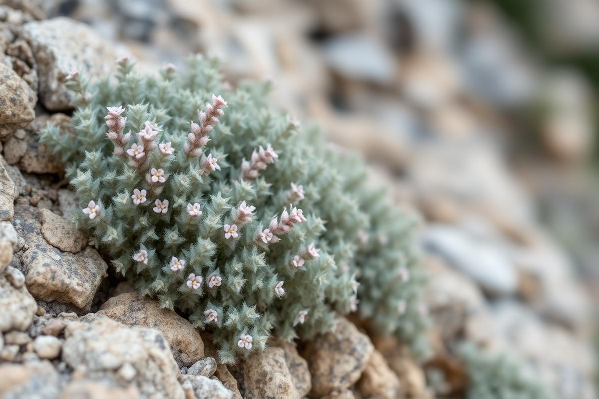Cretan dittany (Origanum dictamnus) on a limestone slope.