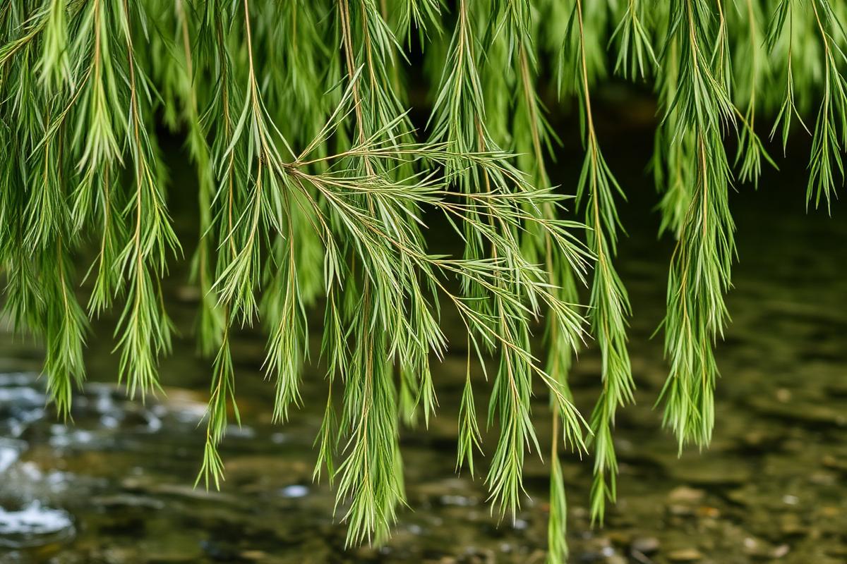 Willow by running water; its bark holds salicin.